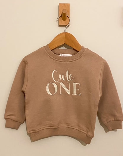 'Cute one' first birthday embroidered sweatshirt