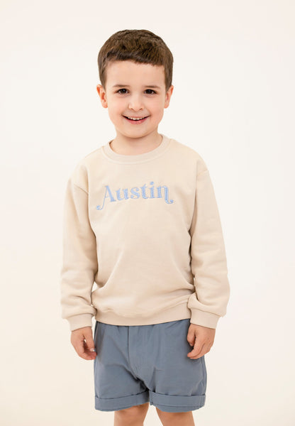 Boys personalised bold name embroidered sweatshirt