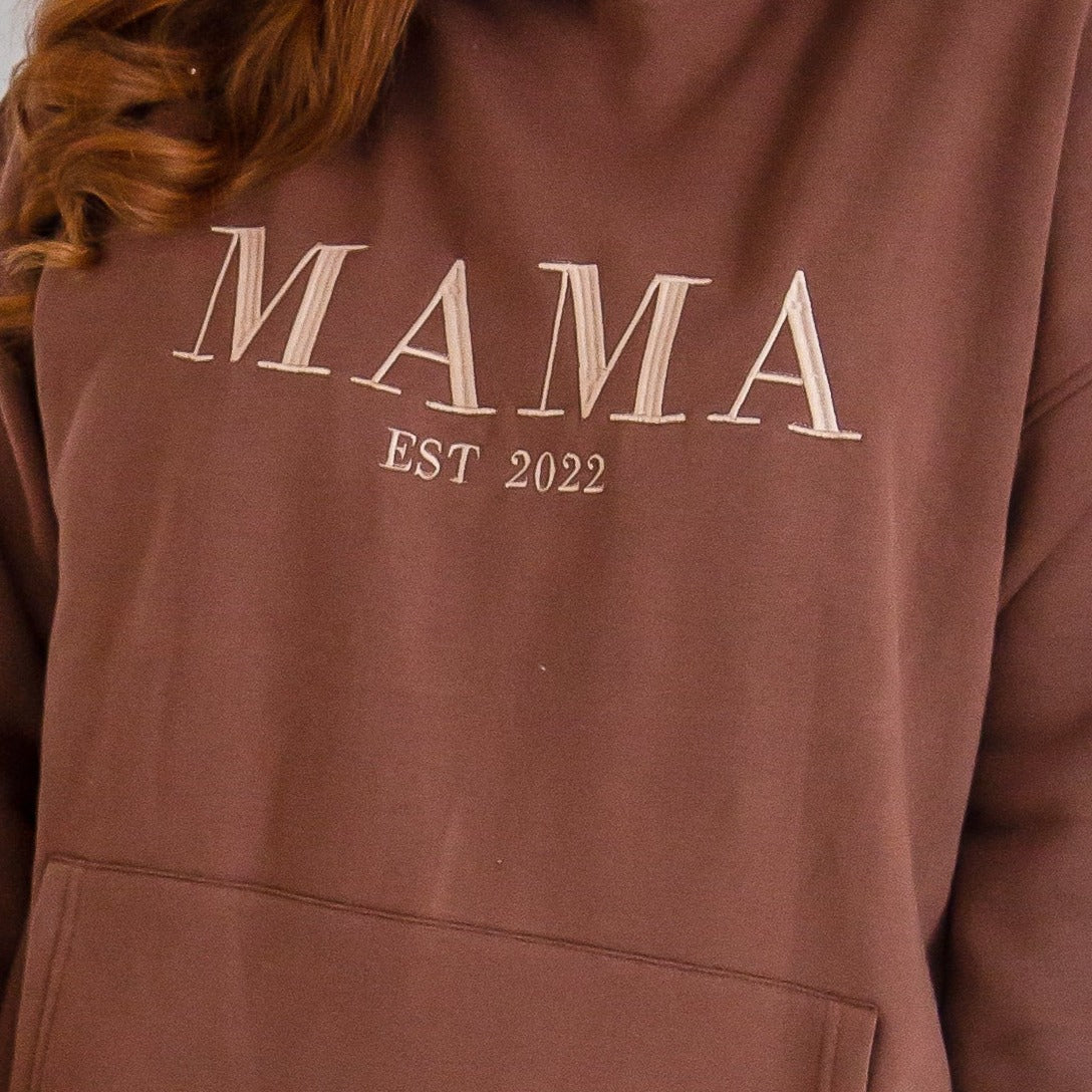 AW 'MAMA EST.' ladies' embroidered matching mini me sweatshirt