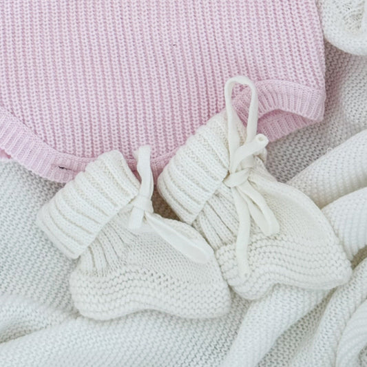 Ivory knitted Baby Booties