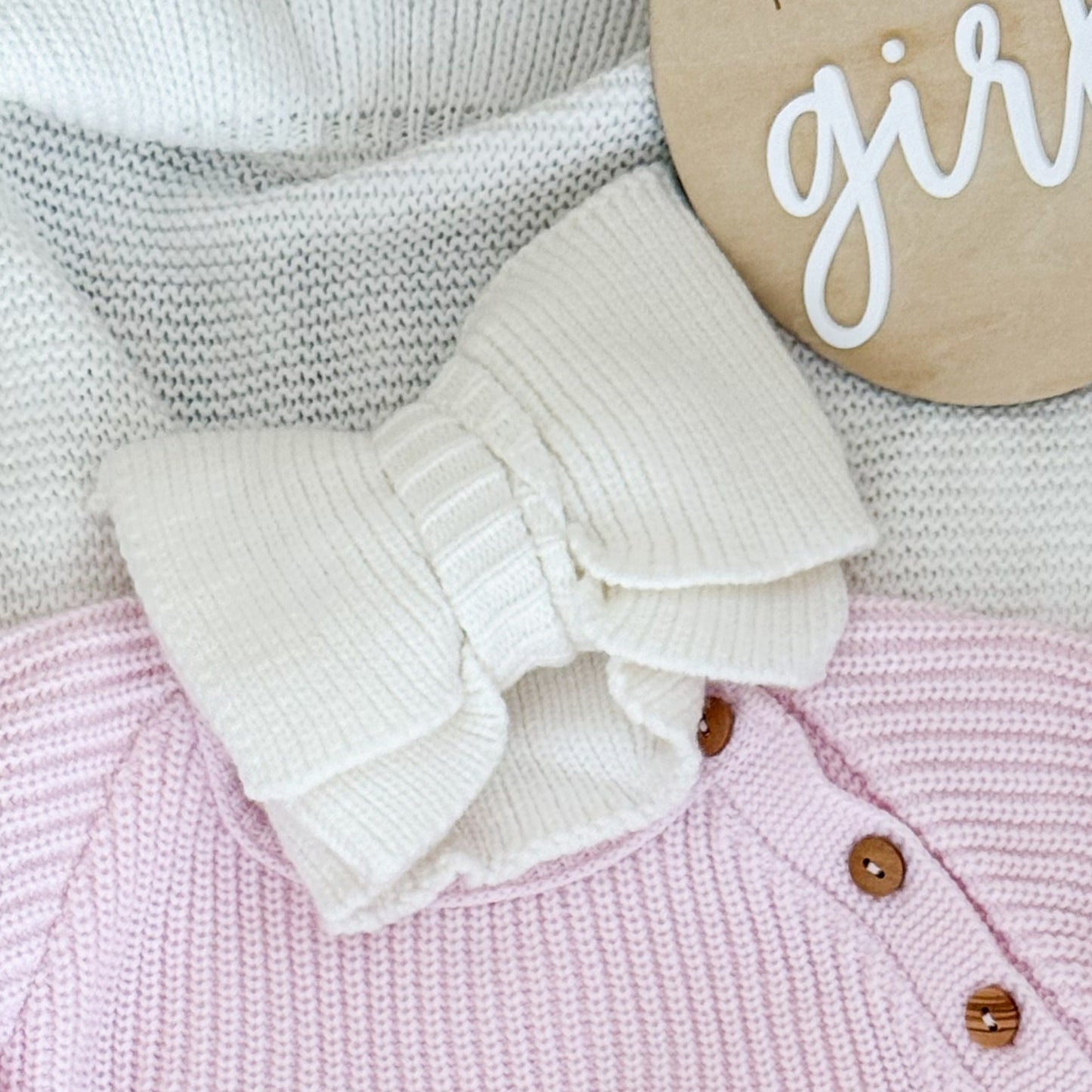 Ivory knitted Baby Bow Headband