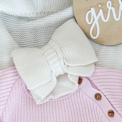 Ivory knitted Baby Bow Headband