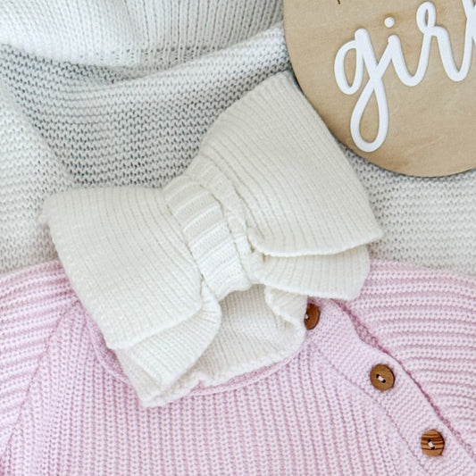 Ivory knitted Baby Bow Headband