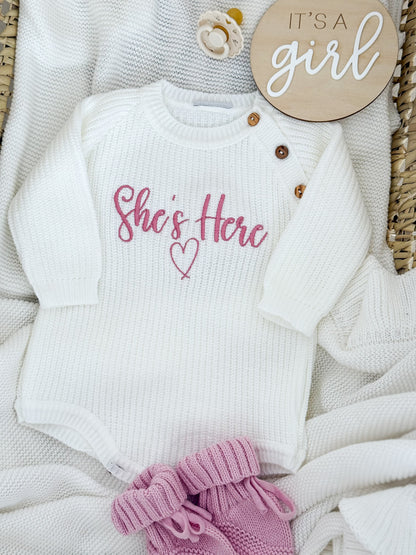 Pink knitted Baby Booties