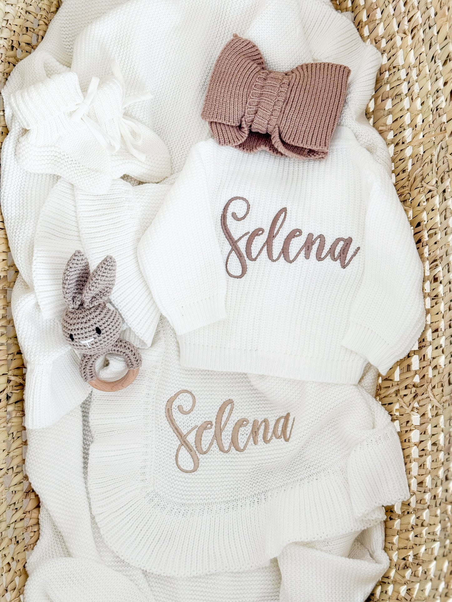 White Embroidered Personalised Cardigan