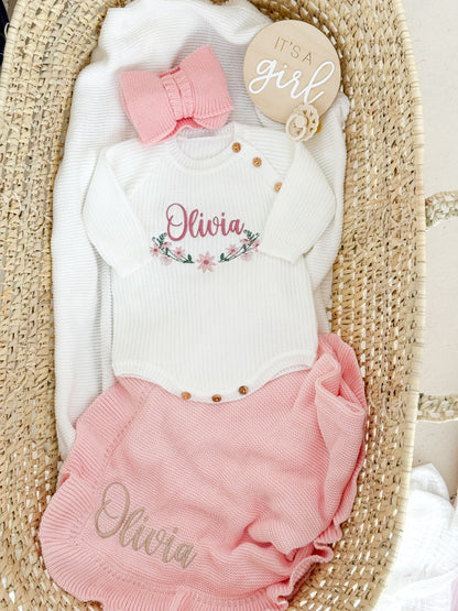 Coral knitted Baby Bow Headband