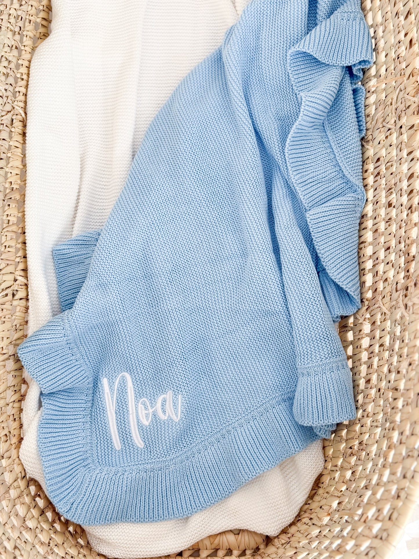 Personalised Embroidered Ruffle Frill Baby Blankets