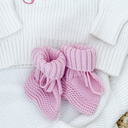 Pink knitted Baby Booties