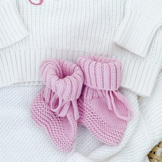 Pink knitted Baby Booties