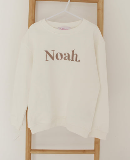 Boys personalised bold name embroidered sweatshirt