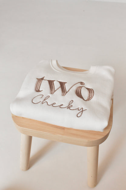 'Two Cheeky' birthday embroidered sweatshirt