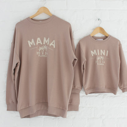 'MAMA 24' personalised embroidered holiday mini me sweatshirt