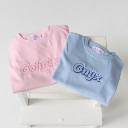 Summer bubble font personalised name embroidered sweatshirt