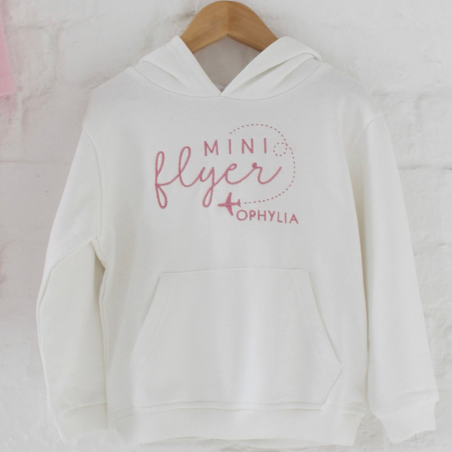 'Mini Flyer' personalised embroidered hoodie