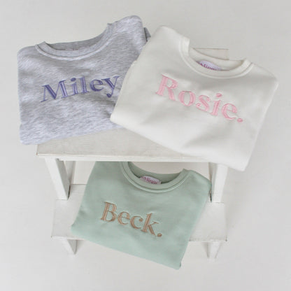 Spring personalised bold name embroidered sweatshirt