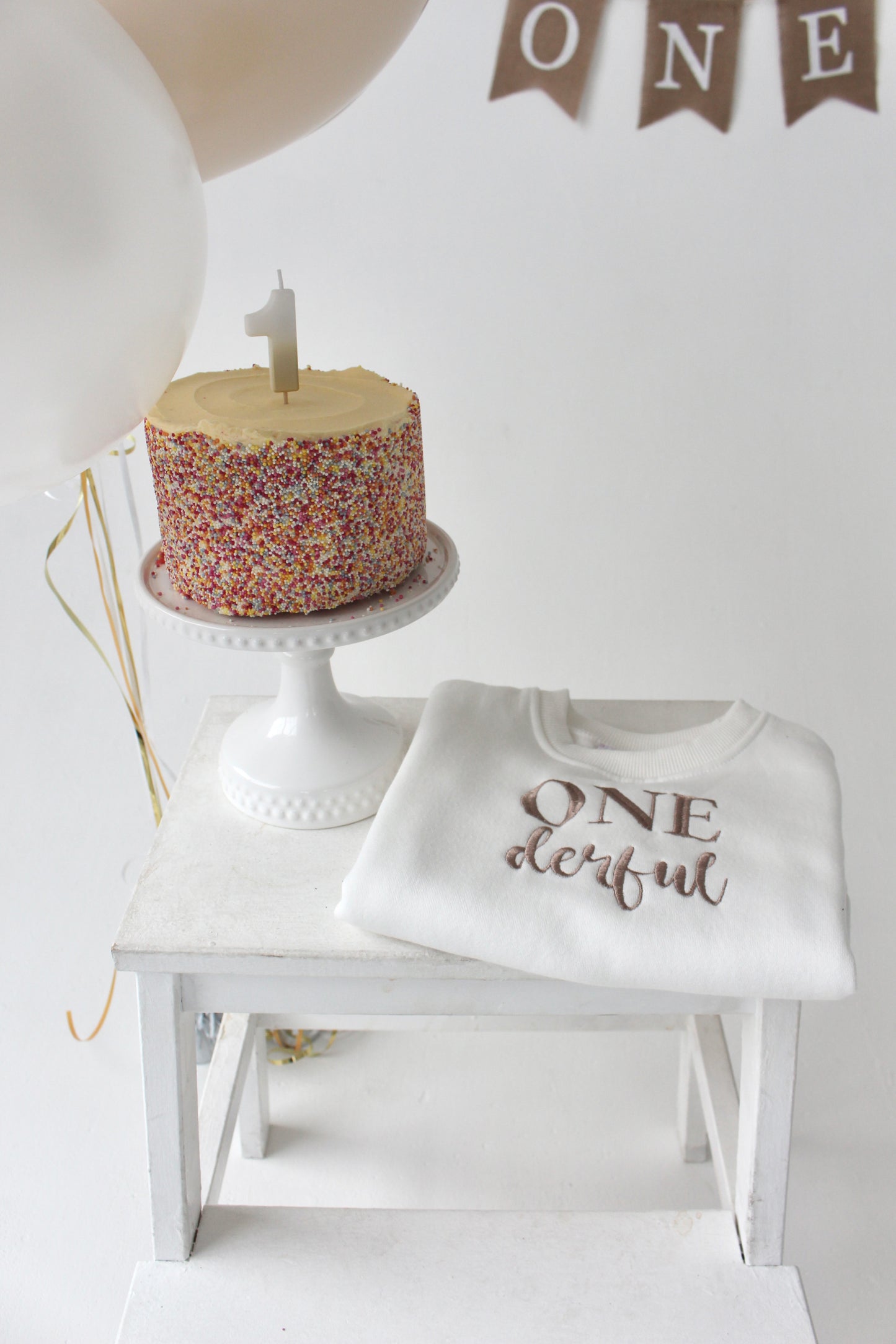 'One-Derful' first birthday embroidered sweatshirt