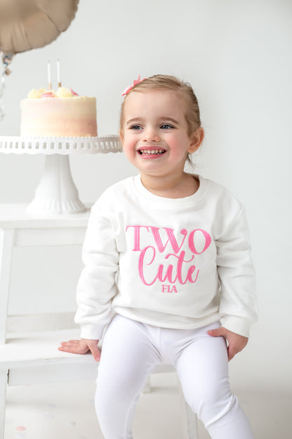 'Two Cute' Second birthday personalised embroidered sweatshirt
