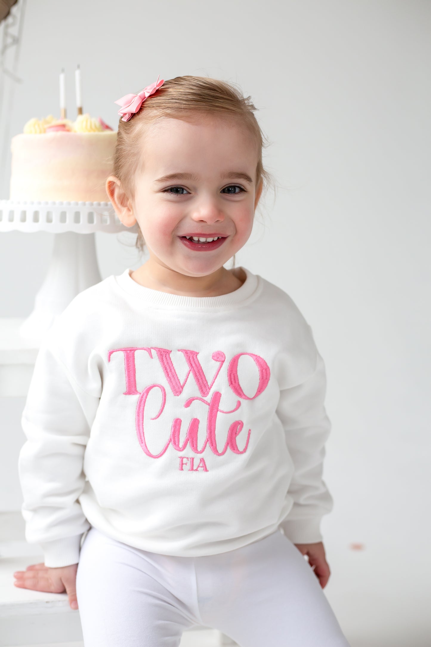 'Two Cute' Second birthday personalised embroidered sweatshirt