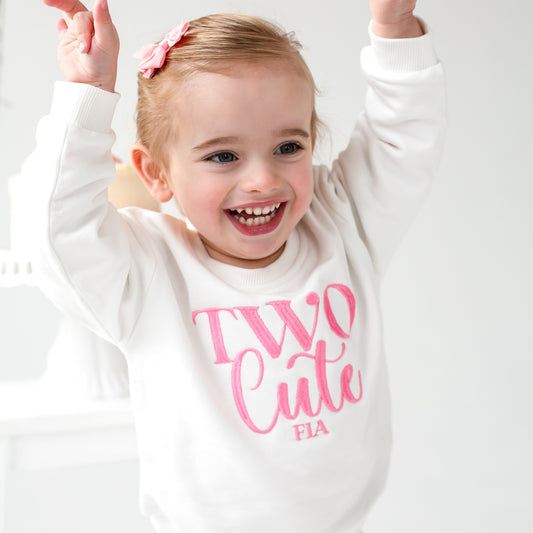 'Two Cute' Second birthday personalised embroidered sweatshirt