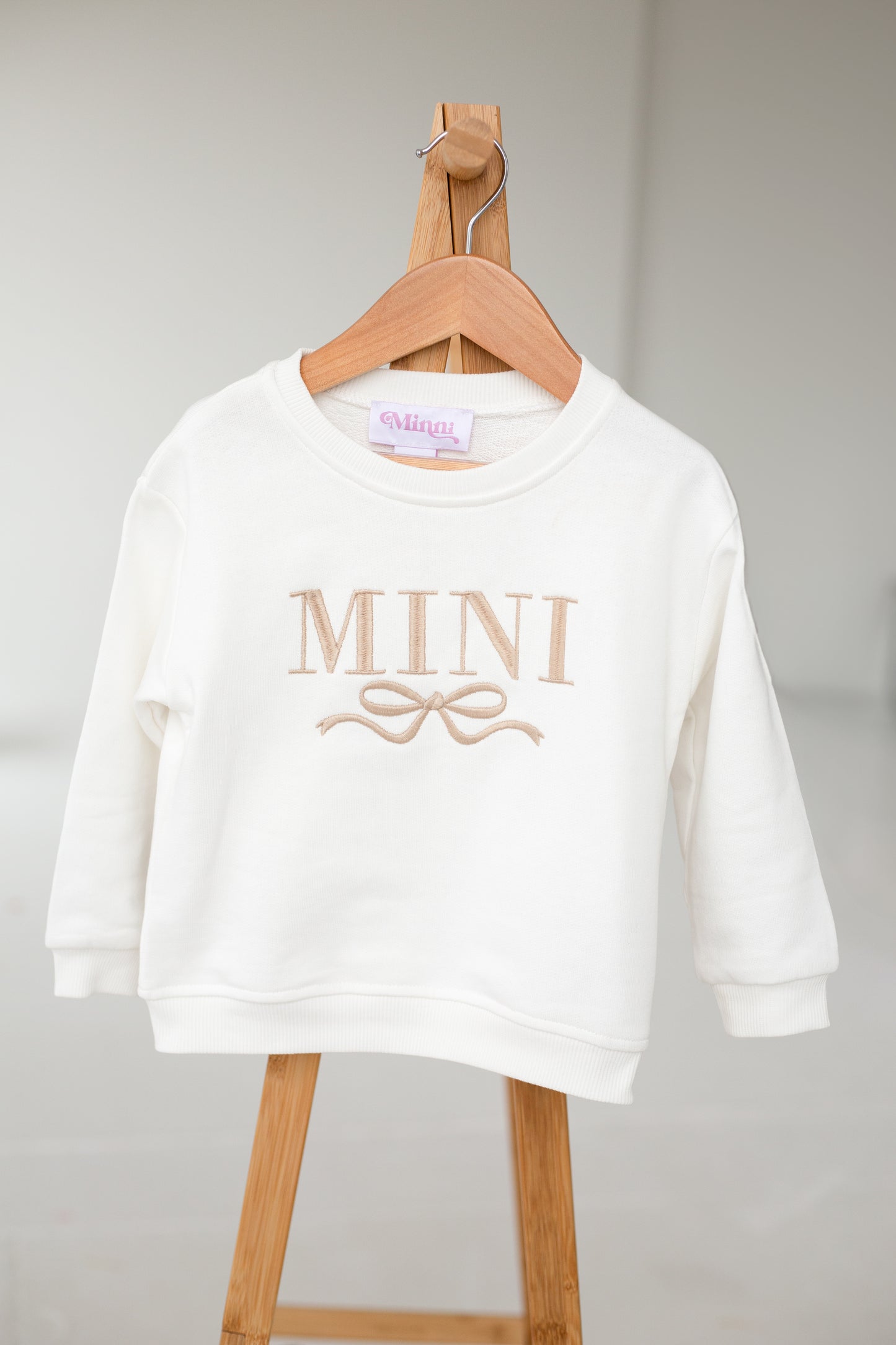 AW Mini Child's embroidered matching mini me sweatshirt with bow design