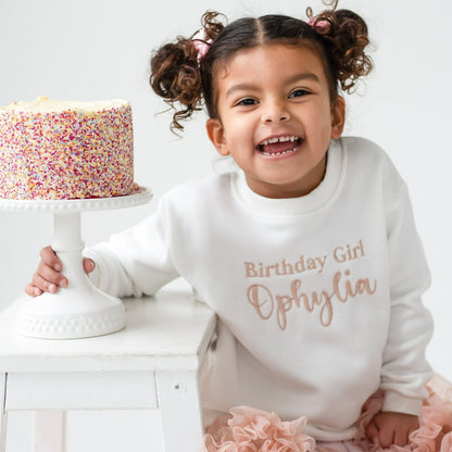 'Birthday girl' large italic personalised embroidered sweatshirt