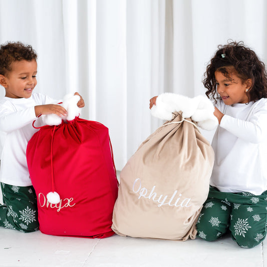 Personalised Embroidered plush Christmas Santa Sacks