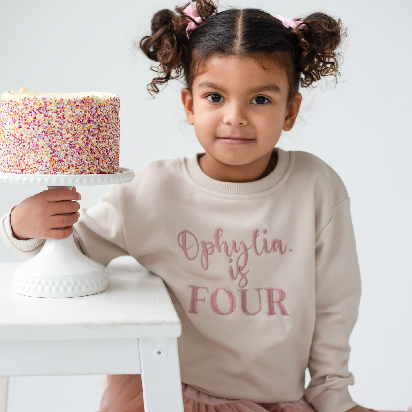 Personalised 'Three' third birthday embroidered sweatshirt