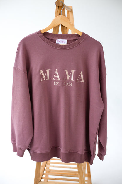 'Mama' ladies' embroidered matching mini me sweatshirt with bow design