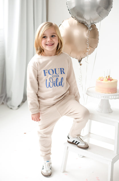 'Four ever Wild' Fourth birthday embroidered sweatshirt
