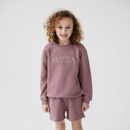 BESTIES. child's embroidered matching mini me sweatshirt