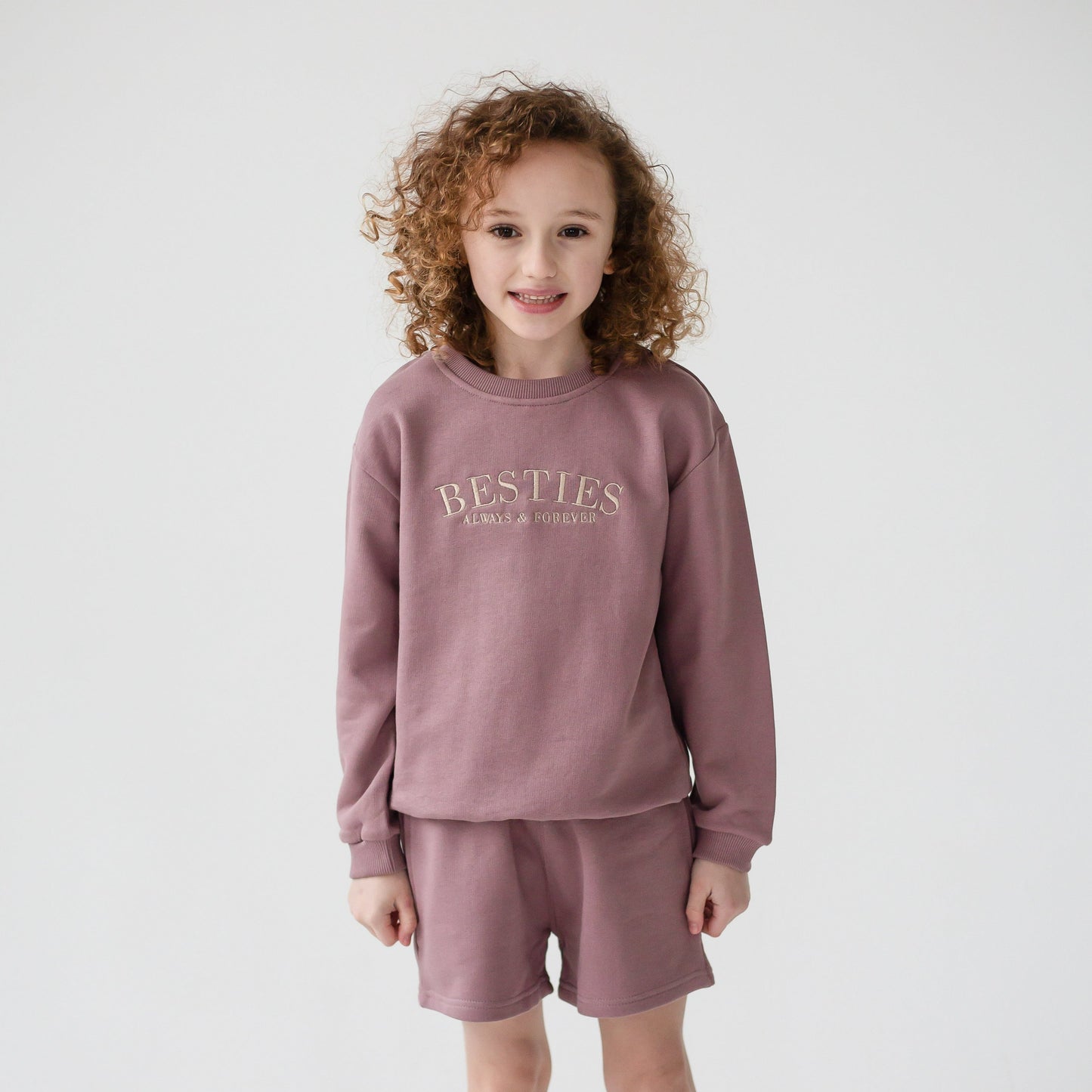 BESTIES. child's embroidered matching mini me sweatshirt