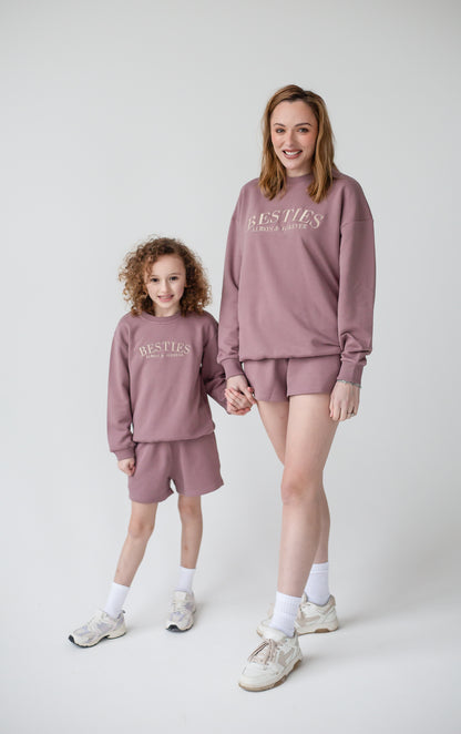 BESTIES. child's embroidered matching mini me sweatshirt