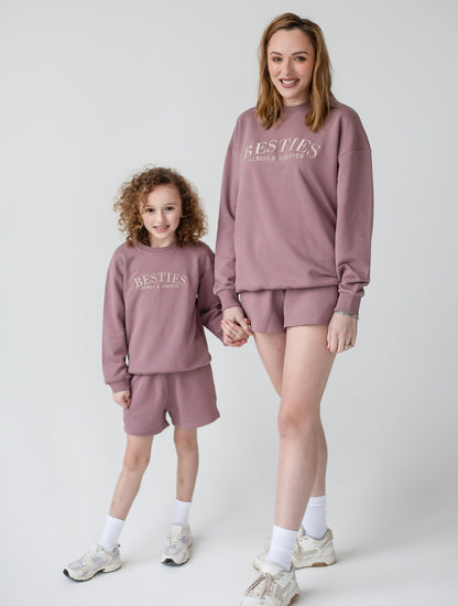 BESTIES. child's embroidered matching mini me sweatshirt