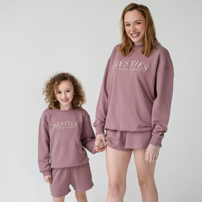 'BESTIES' ladies' embroidered matching mini me sweatshirt