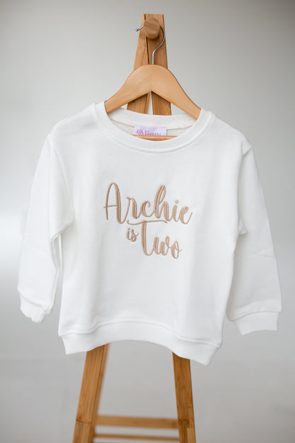 Personalised Italic birthday embroidered sweatshirt - ages 1 - 7