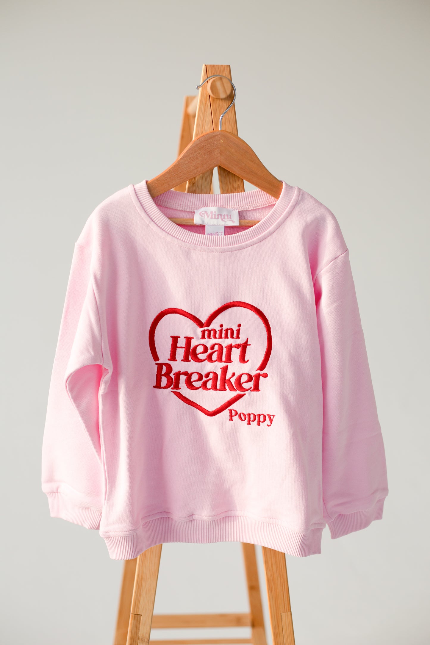 Valentines 'Mini Heartbreaker' personalised name embroidered sweatshirt