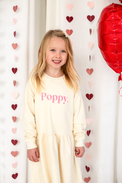 Personalised embroidered name sweater dress