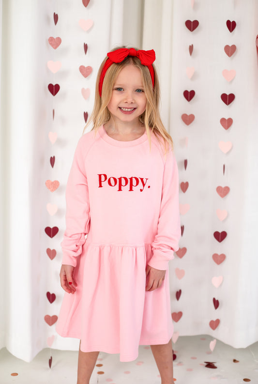 Personalised embroidered name sweater dress