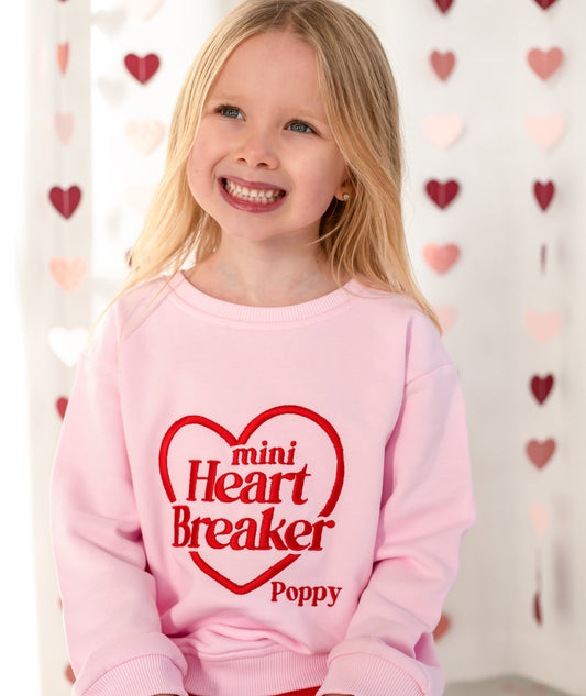 Valentines 'Mini Heartbreaker' personalised name embroidered sweatshirt