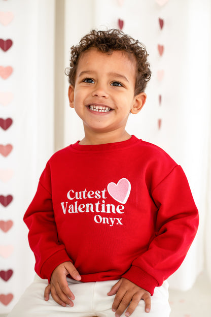 Valentines 'Cutest Valentine' personalised name embroidered sweatshirt