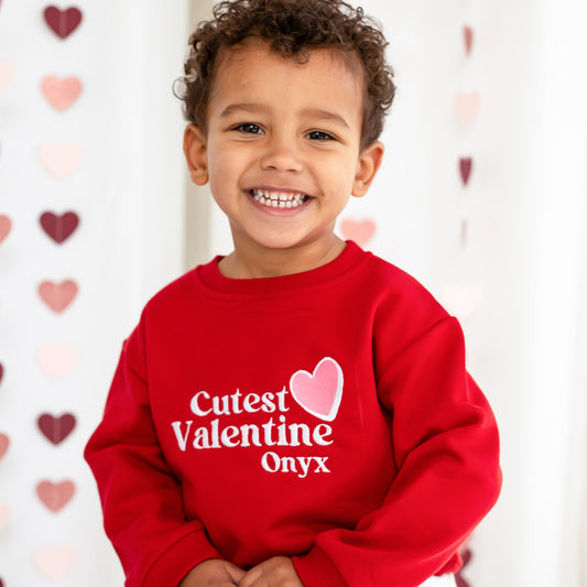 Valentines 'Cutest Valentine' personalised name embroidered sweatshirt