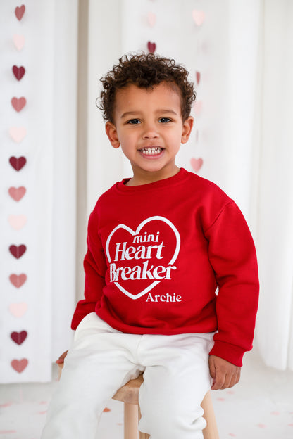 Valentines 'Mini Heartbreaker' personalised name embroidered sweatshirt