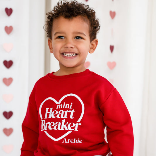 Valentines 'Mini Heartbreaker' personalised name embroidered sweatshirt