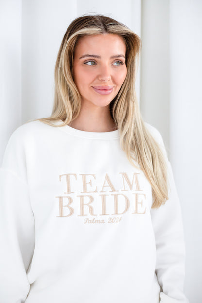 Personalised Embroidered 'TEAM BRIDE' sweatshirt