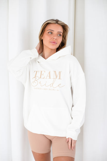 Personalised Embroidered 'TEAM BRIDE' hoodie