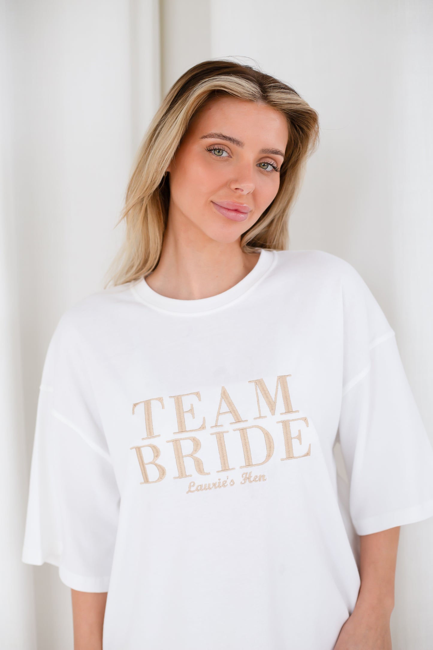 Personalised Oversized Embroidered 'Team Bride' t shirt