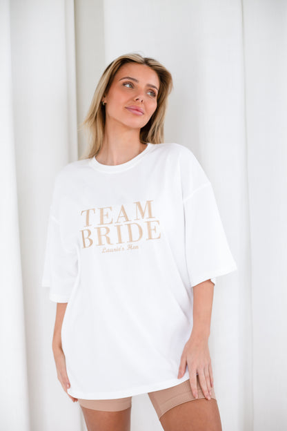 Personalised Oversized Embroidered 'Team Bride' t shirt