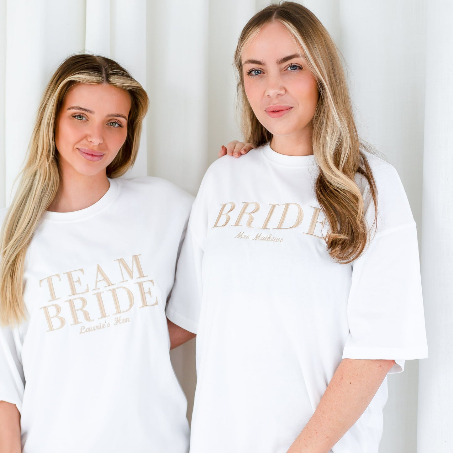 Personalised Oversized Embroidered 'BRIDE' t shirt