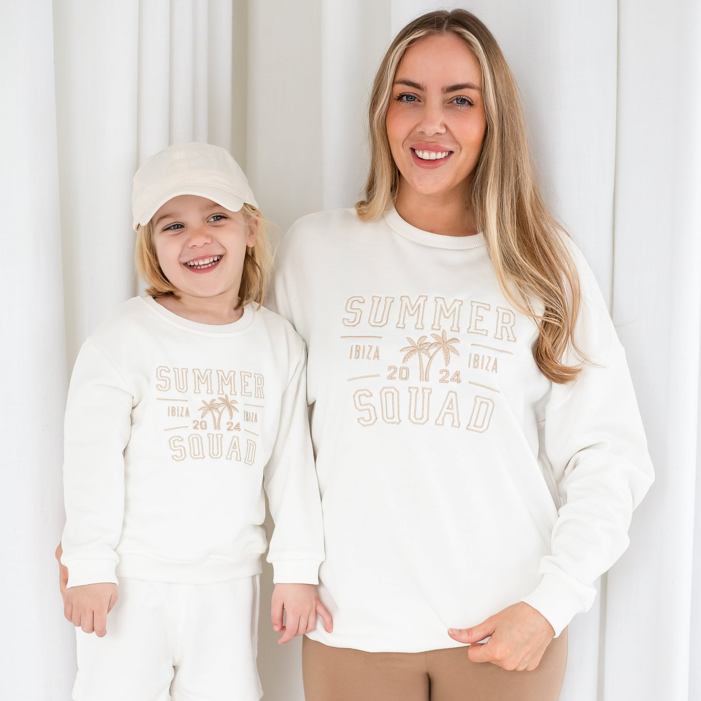 Child's 'Summer Squad' embroidered personalised mini me holiday sweatshirt