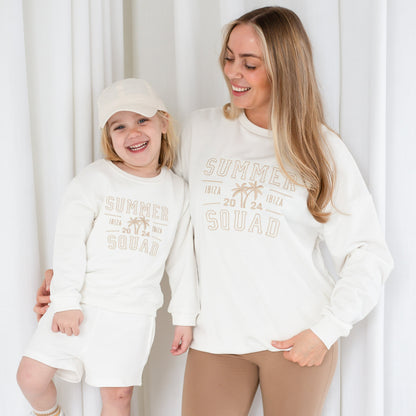 Child's 'Summer Squad' embroidered personalised mini me holiday sweatshirt